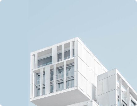 Modern white building against clear sky