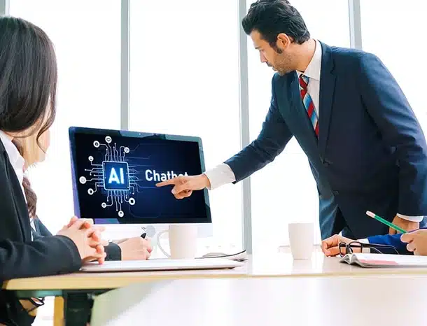 Business presentation on AI chatbot technology development