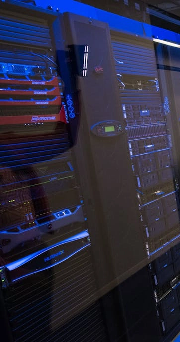 Data center server racks with networking equipment