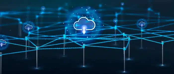 Cloud computing network with digital connections visualization